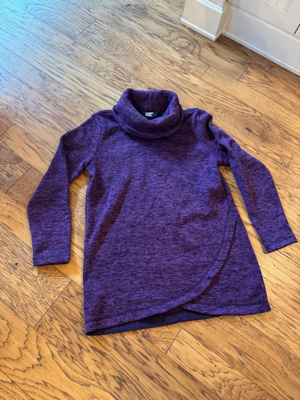 Lands' End Purple Heathered Cowl Neck Top